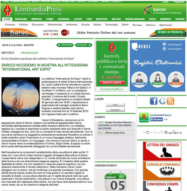 Enrico Nicodemo partecipa alla collettiva “International Art Expo”