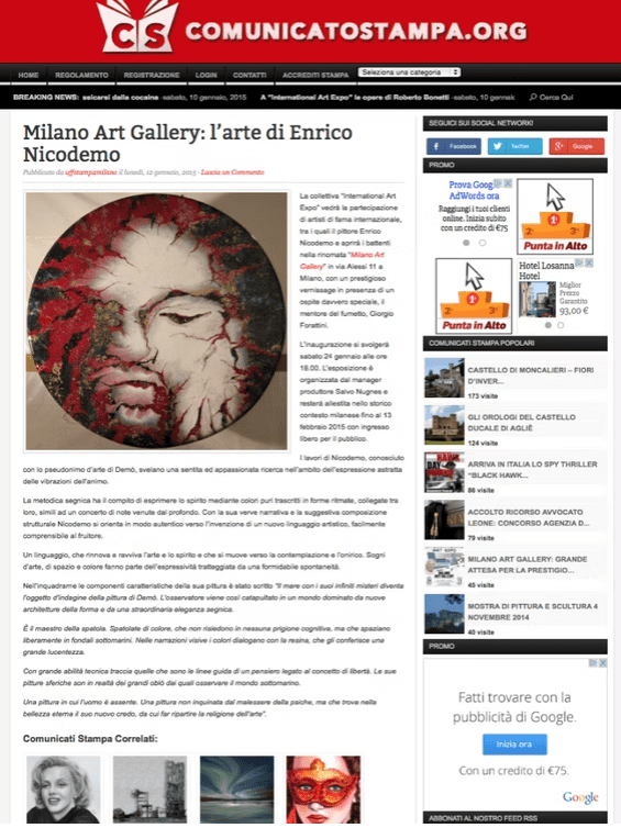 Milano Art Gallery – L’arte di Enrico Nicodemo
