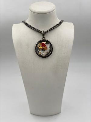 Collana in ottone anallergico, colore nero fumé