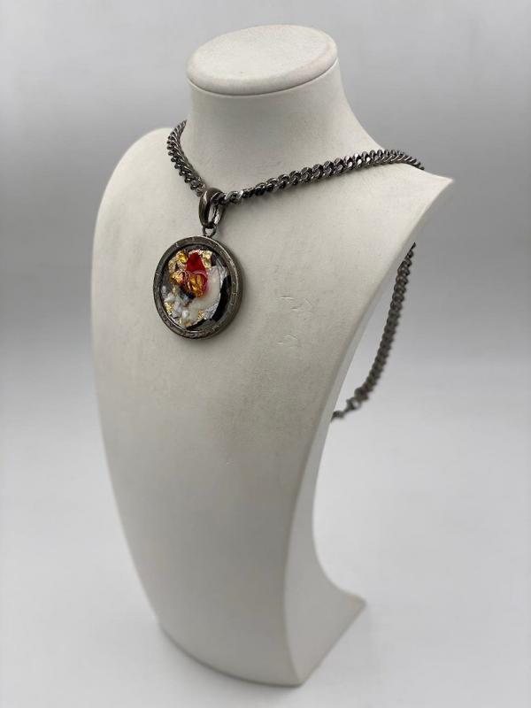 Collana in ottone anallergico, colore nero fumé