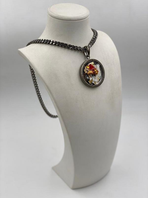 Collana in ottone anallergico, colore nero fumé