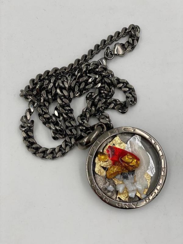 Collana in ottone anallergico, colore nero fumé