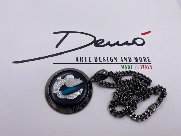 Collana in ottone anallergico, colore nero fumé