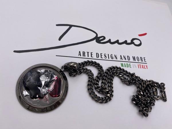 Collana in ottone anallergico, colore nero fumé