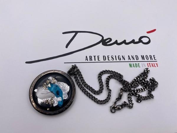Collana in ottone anallergico, colore nero fumé