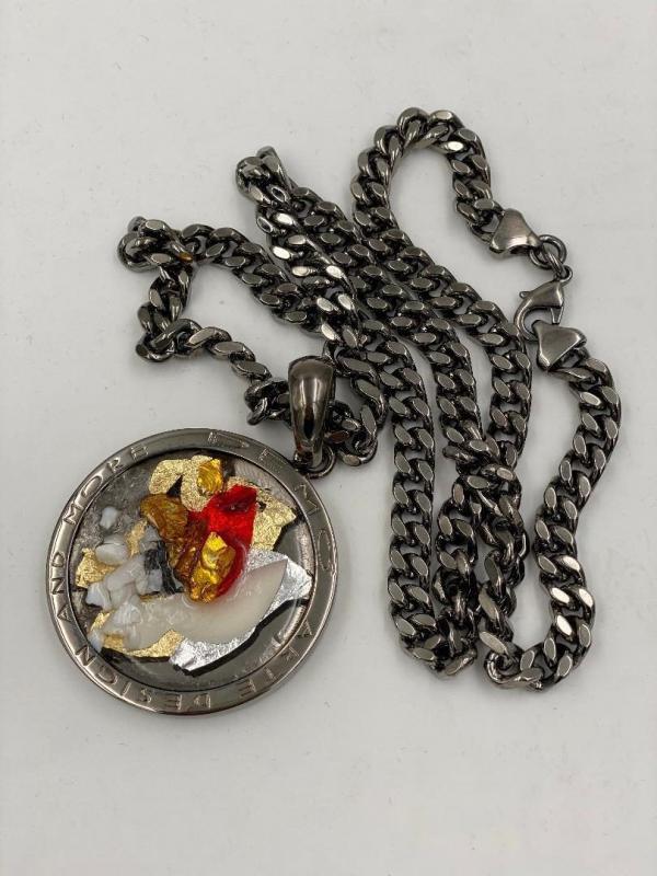 Collana in ottone anallergico, colore nero fumé