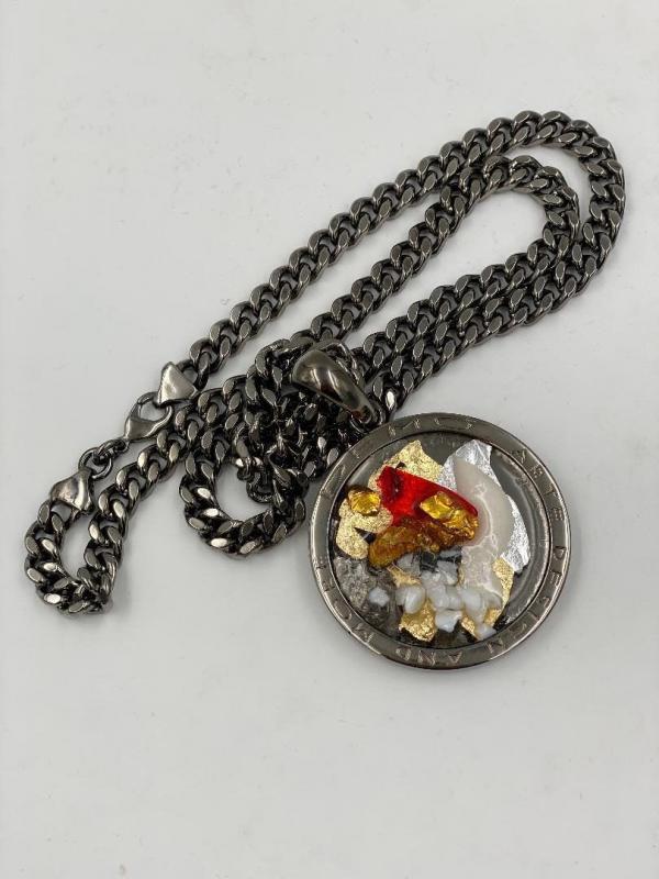 Collana in ottone anallergico, colore nero fumé